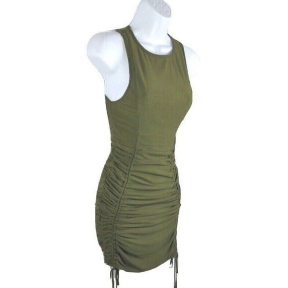 Tiger Mist Womens Zion Drawstring Ruched Bodycon Party Dress Olive Size XS - Picture 4 of 10